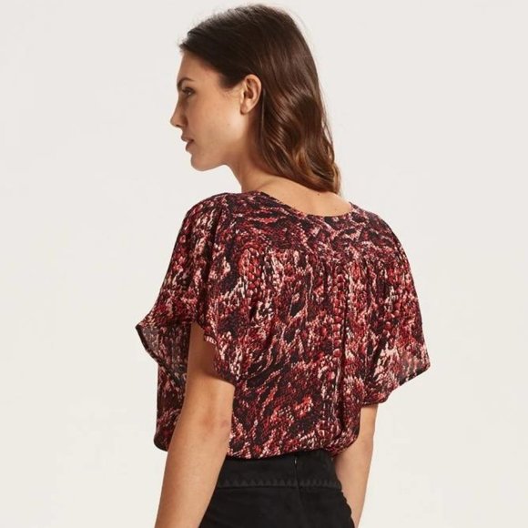 MARIE OLIVER silk SLOAN BLOUSE CAYENNE SNAKE SIZE L - Picture 2 of 2